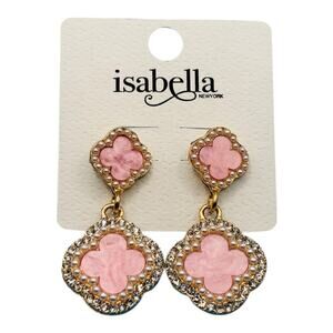 Pink and Gold Tone Earrings
